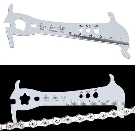 d'usure Chaine de Vélo Indicateur 12,5 4.5 cm d'usure Outil Règle Réparation Inoxydable Jauge de Chaîne Vérificateur Indicateur d'usure pour Bicyclettes. (1/4)