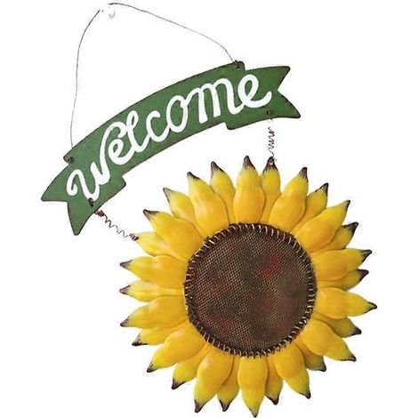Pendentif tournesol en fer forgé, plaque décorative à suspendre, 1 pièce, multicolore (1/5)
