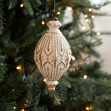Boules De Noël - En Plastique Blanc - 15.5 x 7.8 x 7.8 cm - Pour Arbre De Noël Et Décoration Festive - Lot De 9 (1/5)