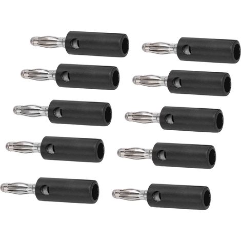 10pcs Connecteurs Banana 4mm Dorés, Fiche Lanterne Plaquée Or pour Équipement Électronique, Noir (1/5)