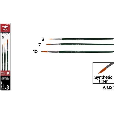 Set di 3 pennelli sintetici
