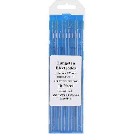 10Pcs Électrodes de Tungstène Pur WP Pointe Verte pour Soudage Tig AC,1.6mm Électrodes de Tungstène Professionnel(1.6mm175mm) (1/5)
