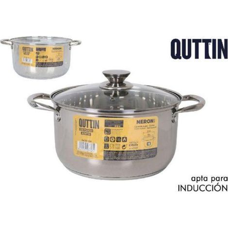 26 cms olla  acero inoxidable con tapa cristal apto para induccion 10 litros new neron quttin