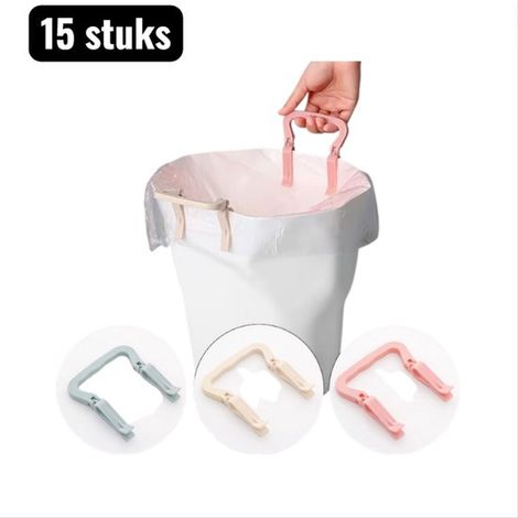Set da 15 pezzi per il bagno: cestino per rifiuti, clip per cestino, porta sacco per rifiuti, morsetto antiscivolo per secchio per la pulizia (1/5)