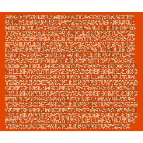 Adesivi autoadesivi con lettere da 7 mm, colore arancione opaco.
