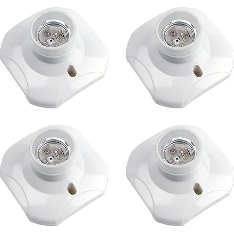 Douille E27 pour Plafonnier, Lot de 4 Supports de Lampe Blancs en Plastique Carré, Socle de Douille Électrique AC 230V pour Mur ou Garage