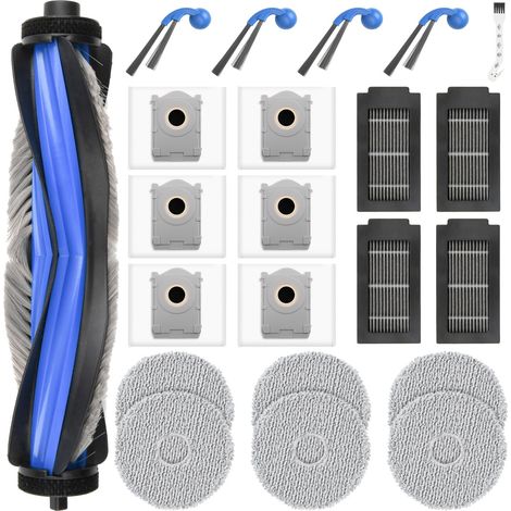 22 Stück Zubehör für Ecovacs Deebot T30C Omni / T30C Omni Gen2 / T30C Saugroboter, 1 Hauptbürste, 6 Staubbeutel, 6 Wischpads, 4 Filter, 4 Seitenbürsten, Reinigungsbürste (1/5)