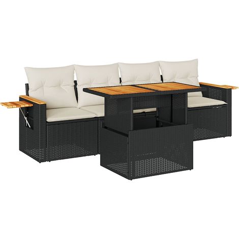Maison Exclusive - Set sofás jardín y cojines 5 pzas ratán sintét (1/5)