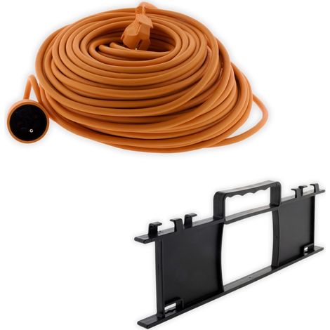 Zenitech – Rallonge électrique 50m 16A – Câble H05VV-F 3G1,5mm² – Puissance 3500W sous 230V – Range-câble extérieur 25m
