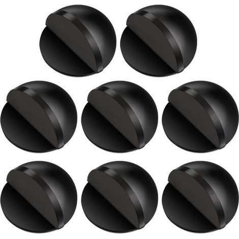 royaluxe - Butée de Porte de Sol Auto-Adhésives Butée en Acier Inoxydable Ovale Arrêt de Porte Poli avec Colle Butoir de Porte en Demi-Lune pour (Noir,8 Pcs)