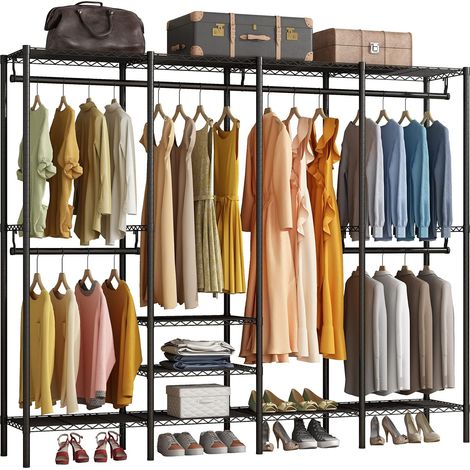Porte Manteau Portant Âne vêtements résistants 192 x 40 x 193 cm Âne vêtements résistants pouces de haut, charge maximale de 900 LB, noir (1/5)
