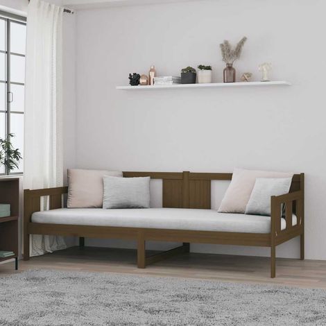 Lit adulte Contemporain Lit de jour Marron miel Bois massif de pin 90x190 cm 34364 (1/5)