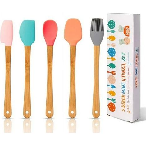 MesaSe Lot de 5 mini spatules en silicone pour racler, cuisiner et pâtisser (1/5)