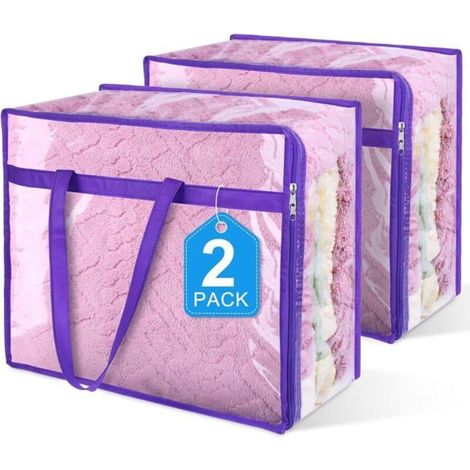 Bardusch-Lot de 2 Sacs de rangement transparents à fermeture éclair pour vêtements, pour literie, linge, couvertures, housses de couette (1/4)