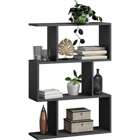 Bask 3 schwarzes Standregal für Wohnzimmer, Büro, Schlafzimmer, MK (1/4)