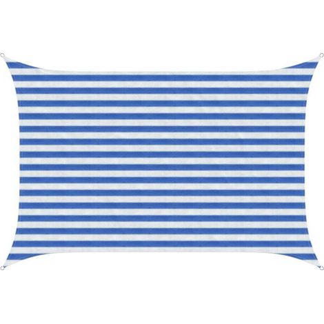 Voile d'ombrage bleue et blanche 2 x 2,5 mètres en PEHD (1/5)