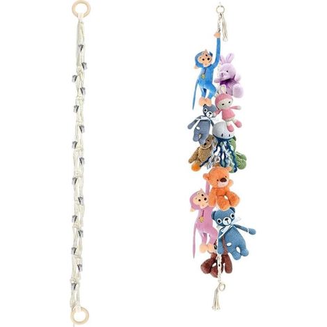 Filet suspendu pour peluches - Filet décoratif - Chaîne de rangement - Boîte de rangement pour jouets photo - Chambre d'enfant et salon - Blanc - 2 m