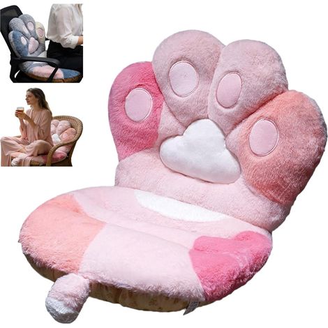 Soft cartoon kitten claw shaped chair cushion and ergonomic seat cushion for adults, reusable floor cushion with PP cotton filling for children (pink L)
