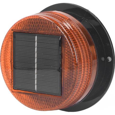 Feu de signalisation solaire à LED, 6 perles haute luminosité, étanche, flash clignotant de chantier, lampe de danger routier jaune, pour sécurité travaux extérieurs. (1/5)