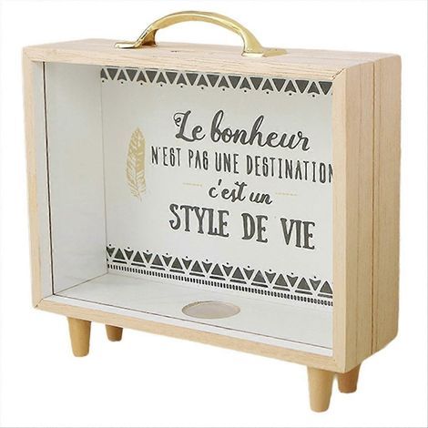 Boîte à souvenirs d'aventures, Boîte à souvenirs de voyage, Boîte à souvenirs de billets, Couleur bois (1/5)