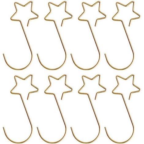 (Étoile dorée), 100 pièces, pince à boule de Noël, cintre pour arbre de Noël, crochets pour boule de Noël en forme de S, cintre pour boule, crochets (1/5)