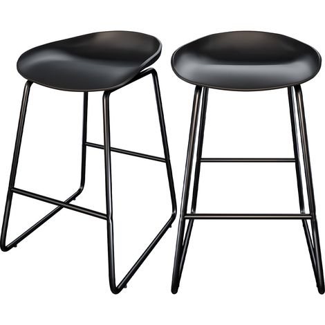 Set de 2 taburetes para isla de cocina de plástico negro 65,5 cm - Yoshi
