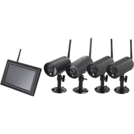 Chacon – Kit de vidéosurveillance 4 caméras sans fil 1080p – Écran tactile 7'' – Vision nocturne 10m – Transmission 400m – IP66