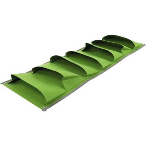 Toile de feutrine 3D pour projet de végétalisation murale, couverture de plantation, sacs de plantation résistants à la corrosion et respirants - verte, 7 ports (1/5)