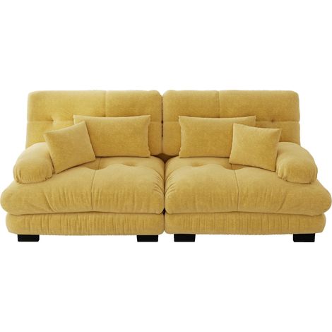 Sofá modular de 2 plazas de chenilla amarillo HOMVRA (1/5)