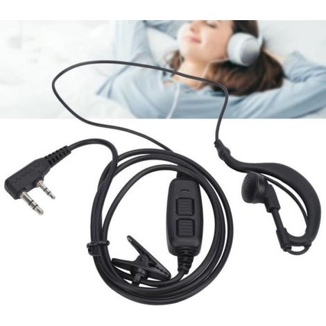 Écouteur talkie-walkie double PTT avec clip pour col, en ABS haute qualité, compatible BAOFENG UV-82 (1/4)