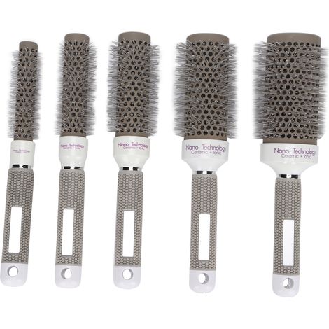 Ensemble de 5 brosses rondes à conduction thermique pour le brushing et le bouclage. (1/5)