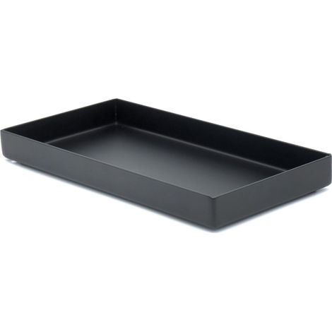 Plateau décoratif en acier inoxydable noir - Bac de rangement pour cuisine et salle de bain - Rectangulaire - Plateau décoratif noir mat - Organiseur de salle de bain - Convient également comme (1/5)