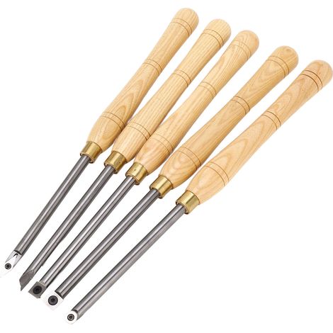Set mit 5 abnehmbaren Drechselwerkzeugen, tragbare Holzmeißel für die Drechselbank, professionelles Holzbearbeitungszubehör (1/5)