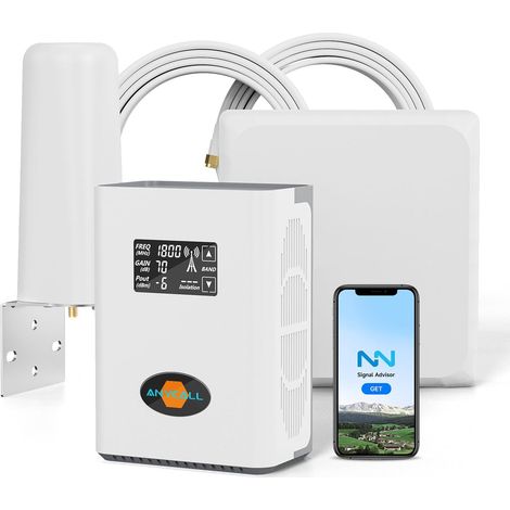 Amplificateur Reseau Mobile 5G 4G LTE GSM sur la Bande 1, 3, 7 et 20 pour Orange SFR Free Bouygues Télécom et Plus, Amplificateur de Signal Cellulaire avec Antenne Omnidirectionnelle (1/5)