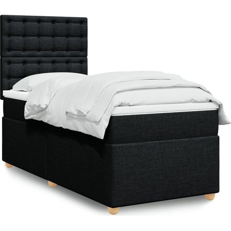 Boxspringbett mit Matratze Schwarz 100x200 cm Stoff