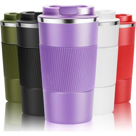 Tasse isotherme de voyage en acier inoxydable, violette, 510 ml, pour boissons chaudes et froides. (1/3)