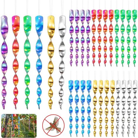 30 Pièces Effaroucheur Oiseaux Spirale, Effaroucheur Oiseaux Spirale Couleur 29,5cm, 360 Degrés Répulsifs Oiseaux Reflechissants pour Maison Jardin Balcon Verger (1/5)