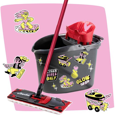 Vileda 183751 Vileda ULTRAMAX MY STYLE Box - Cleaning Lovers Bodenwischer-Set Anthrazit, Rot 1 St.