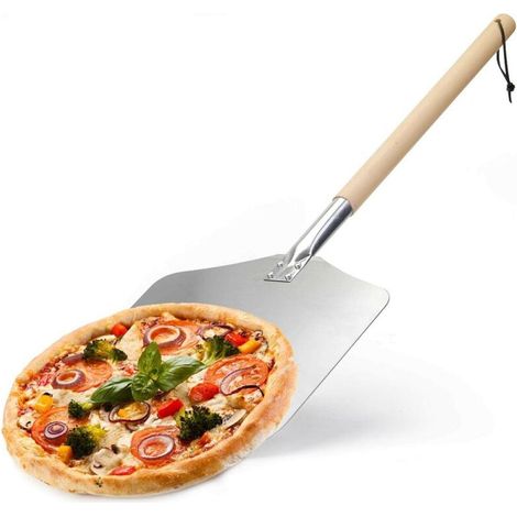 Pelle à pizza en aluminium, manche long en bois antidérapant, amovible, pour four à pizza (1/5)