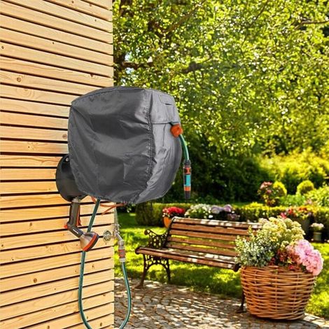 Avvolgitubo da giardino a parete - Copertura protettiva retrattile con tessuto Oxford argento 420D