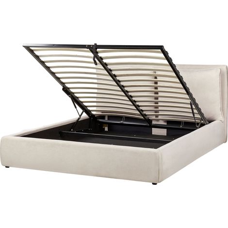 Ottoman Bed Fabric BAJONNA 160 x 200 cm (EU King Size) Light Beige