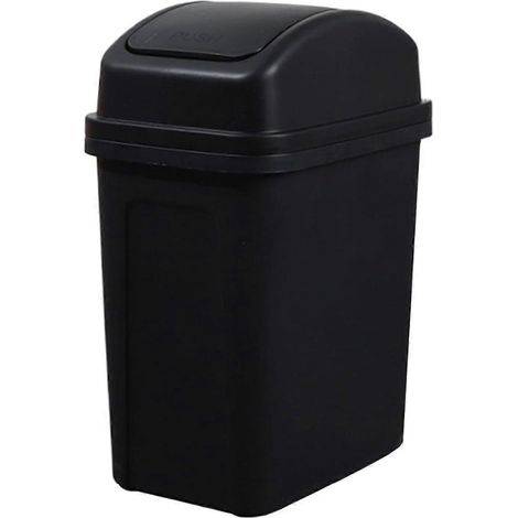 Poubelle 20 litres (55 gal) en plastique noir compacte couvercle basculant amovible facile à nettoyer (1/5)