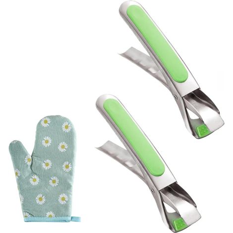 Lot 2 Pinces Inox pour Friteuse Air Chaud & Four –Poignées Silicone (1/5)