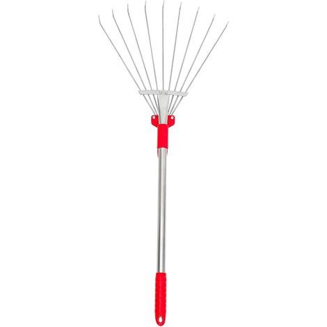 Small Retractable Stainless Steel Leaf Rake, Gardening Tool for Gathering Dry and Dead Grass, Outdoor Shrubs - (1/5)