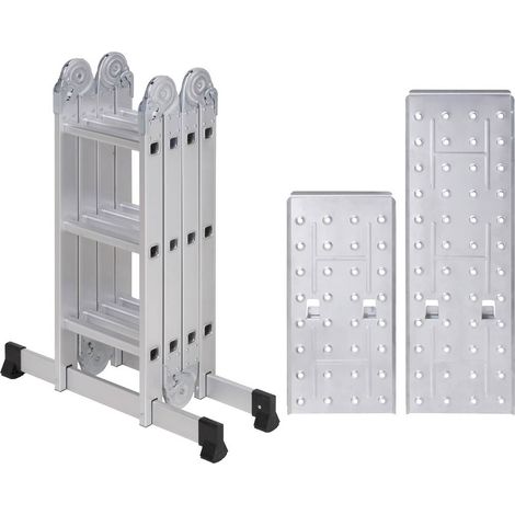 TOOLCRAFT TO-10104645 aluminium Echelle polyvalente pliable Hauteur de travail (max.): 4.3 m argent 15.7 kg (1/4)