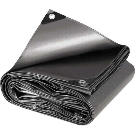 Bâche de Protection en PE Bâche Imperméable et Résistante, Couverture Étanche Bâche pour Bois Housse de Protection avec Œillets Muiti-Usage, Gris, 2x3m (1/4)