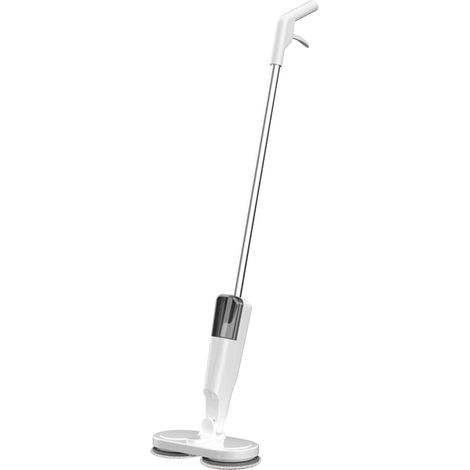 Balai électrique rechargeable, léger et sans fil avec pulvérisateur d'eau pour sols en bois dur, carrelage et marbre (blanc). (1/5)
