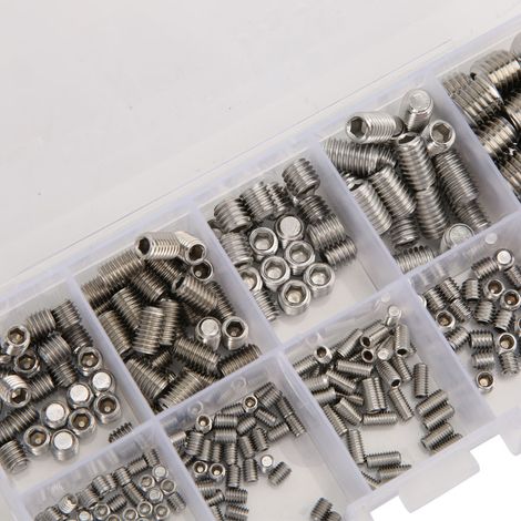 Jeu de 300 vis de réglage en acier inoxydable à six pans creux sans tête - Outil de quincaillerie (1/4)