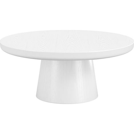 Rumi Indoor Coffee Table- Ash Veneer - L100 x W100 x H38 cm - White - Partially Assembled