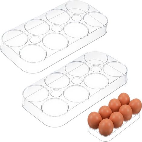 Support à œufs - Lot de 2 - Chariot à œufs - Panier à œufs - Boîte de rangement pour œufs - Contient 8 œufs - 17,5 x 8,5 x 2,2 cm (1/5)